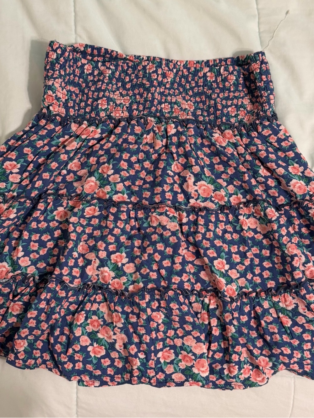 American Eagle Outfitters Navy Skirt with Pink Floral Print
